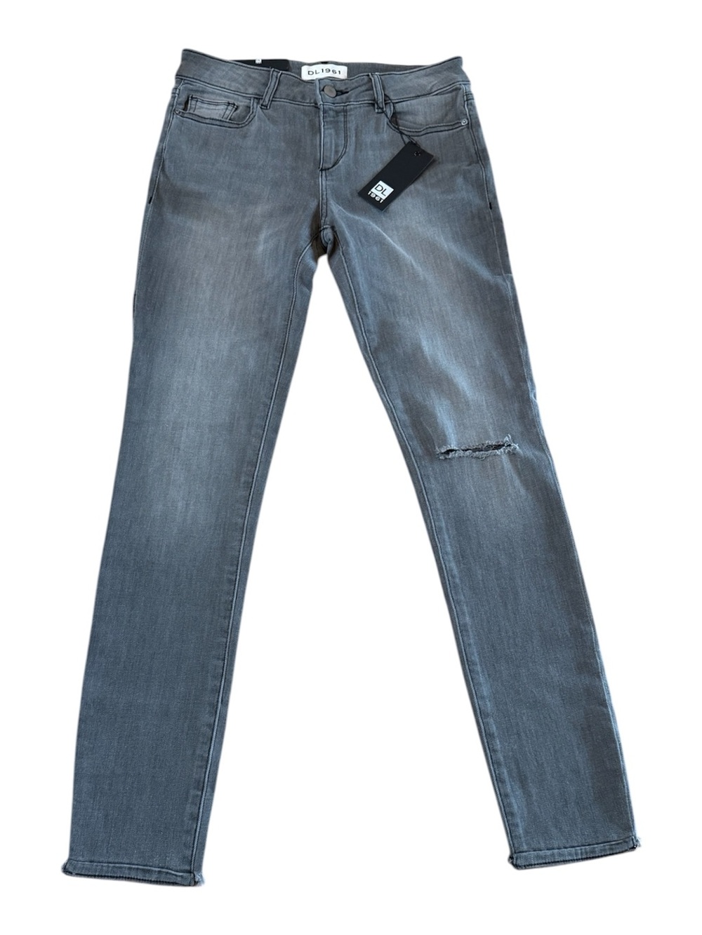 NWT DL1961 Emma Power Legging Jeans 26 Tarrant Gray Distressed Raw Hem